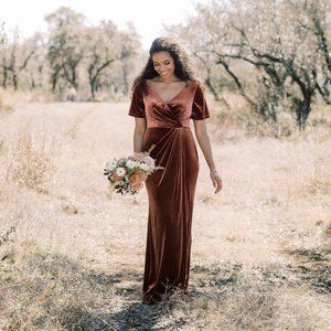 Revelry Giselle Velvet Dress in Terracotta size O